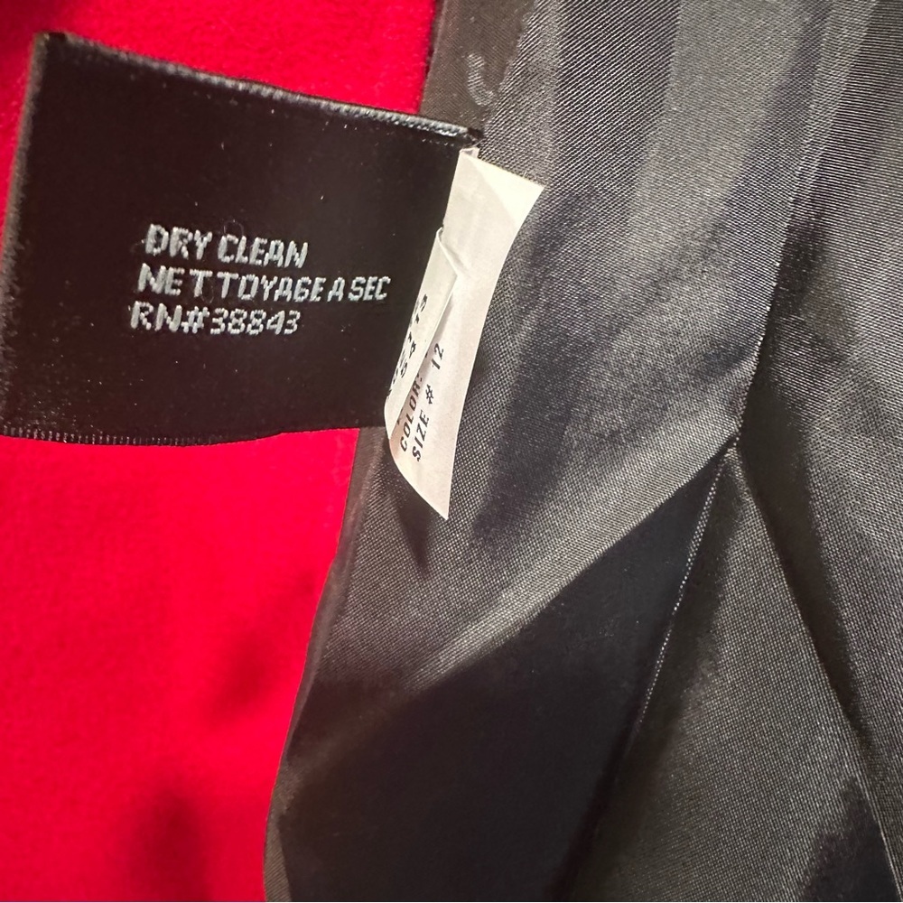 Via Spiga Wool Double Breasted Skirted Trench Coat in Bold Red Pleated Size 12 - Picture 11 of 16